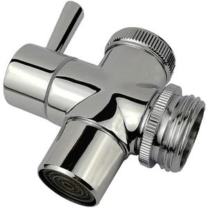 All Brass Faucet Diverter Valve with Aerator, Sink to Garden Hose Diverter Adapter, for Bathroom/Kitchen Sink Faucet Connection Portable Washing Machine/Dishwasher (G1/2 * 3/4", Chrome)