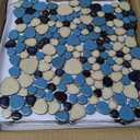 Primoon Pebble Tiles 5 Sheets, Aqua Teal Blue Mosaic Tiles for Accent Wall Backsplash, Pebble Tile for Bathroom Shower Floor