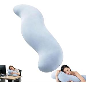 Cooling Body Pillow, 110cm Long Hugging Pillow with Removable Washable Cover, Pea Pod Shape Full Body Pillow for Side Sleepers, Pregnancy and Leg Support (Blue)