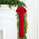 Daifunli 8 Pcs Extra Large Valentines Day Velvet Bows, 17.7 x 8.7 Vintage Raw Edge Ribbon Swag Bows for Romantic Home Decor, Door Wall Mantel Hanging Decorations(Red,8.7 x 17.7 x 3 in)