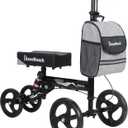 Knee Scooter Steerable Knee Walker Deluxe Medical Scooter for Foot Injuries Adult Compact Crutches Black
