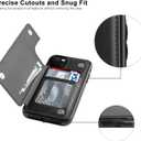 LETO for iPhone 13 Mini Case,Luxury Flip Folio Leather Wallet Cover with Card Slots and Kickstand Protective Shell 5.4" Black