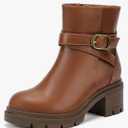 Comfortview Terri Leather Bootie Short Ankle Boot Women's Winter Shoes, 7.5W