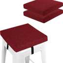 Square Bar Stool Cushions Set of 2 Non-Slip Chair Pads with Ties 2" Thick Chair Cushions with Machine Washable Cover 12" X 12" (Red)