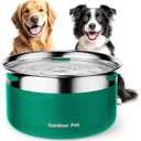 Gardner Pet Dog Bowls 3.85L Stainless Steel No Spill Dog Water Bowl, Slow Water Feeder Metal Bowls, Spill Proof Water Dispenser for Large Dogs, Promotes Healthy Hydration, Green