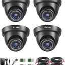 ZOSI Paquete de 4 cmaras de seguridad para el hogar HD-TVI de 1080p 2MP HD-TVI 1920TVL, cmara de vigilancia resistente a la intemperie CCTV de cpula negra, visin nocturna de 80 pies, 24 LED,