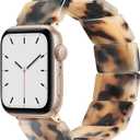 Heesch Stretchy Resin Watch Band Compatible with Apple Watch for Women, Tortoise Watch Strap Bracelet Wristband for iwatch Series Ultra/10/9/8/7/SE/6/5, 38/40/41/42mm, 44/45/46/49mm, Rectangle