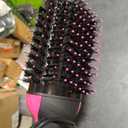 Hair Dryer Brush Blow Dryer Brush in One, Upgraded 4 in 1 Hair Dryer and Styler Volumizer with Negative Ion Anti-frizz Ceramic Titanium Barrel Hot Air Hair Straightener Brush (Black/Pink)