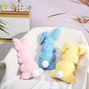 3 Pcs Easter Buuny Throw Pillows, 11.8 Inch Soft Rabbit Shaped Pillow Cushion Plush Happy Easter Decorative Pillow for Couch Bed (Pink, Yellow, Blue)
