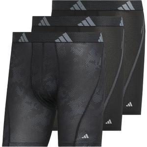 Adidas Men's Performance Athletic Mesh Boxer Brief Underwear, Moisture Wicking, Sport Comfort, 3-Pack (Large, Drift Onix-black/Black/Black)