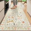 DUKINO 2x10 Rug for Hallway, Washable Kitchen Runner Rug with Non Slip Backing, Soft Low Pile Vintage Animal Runner for Bedroom, Kitchen, Hallway, Entryway, Laundry, White