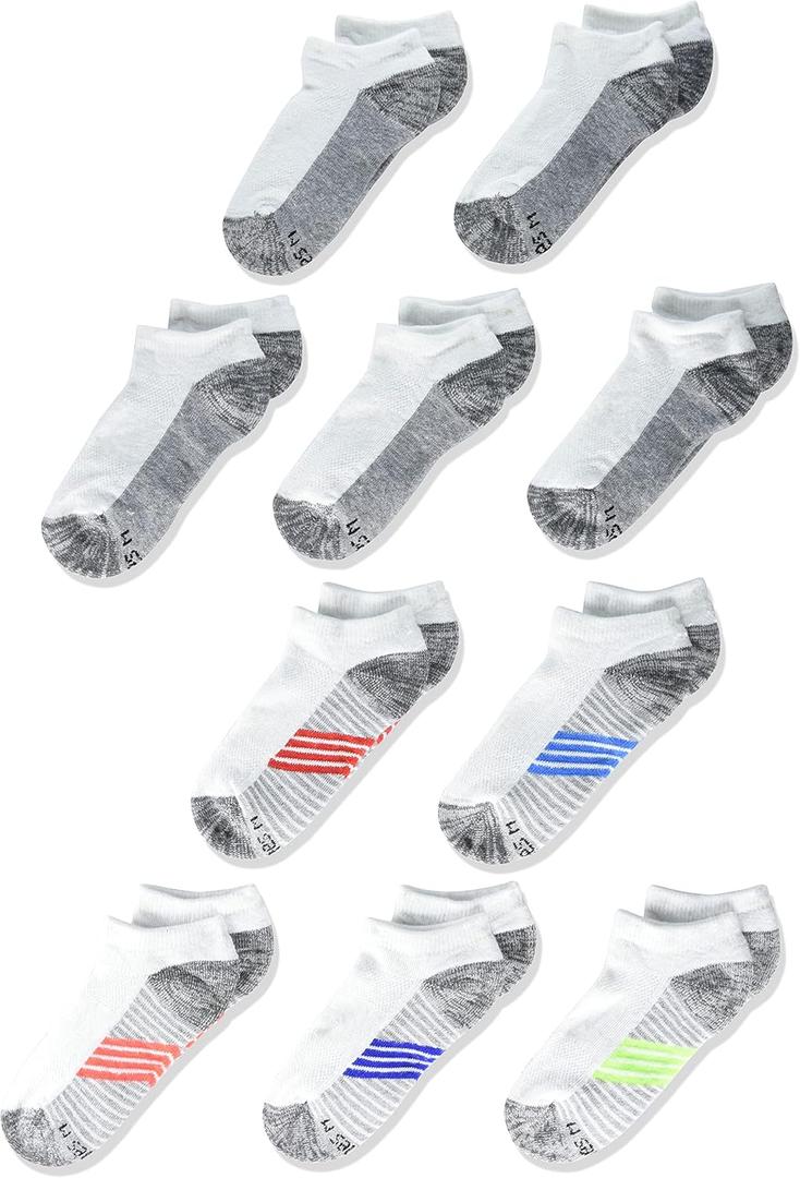 Hanes Boys' Ankle and No Show Performance Sport Socks, 10-Pair Packs (Medium)