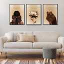 3Pcs Trend Black Girl Canvas Wall Art Christian Bible Verse Poster Prints Abstract Fashion Lotus Flower Pictures Wall Decor for Living Room Bedroom Home Decoration Unframed (12x16, beige)