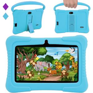 Veidoo Kids 7" Android Tablet PC, 2GB RAM, 32GB ROM, Safety Eye Protection, WiFi, Dual Camera, Games, Parental Control APP, Blue Silicone Case
