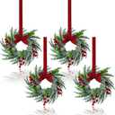 Small Christmas Wreaths 4Pcs, 10 Inch Mini Wreaths for Kitchen Cabinets, Christmas Door Wreath, Small Christmas Wreath for Fireplace Window Farmhouse Indoor Home Decorations