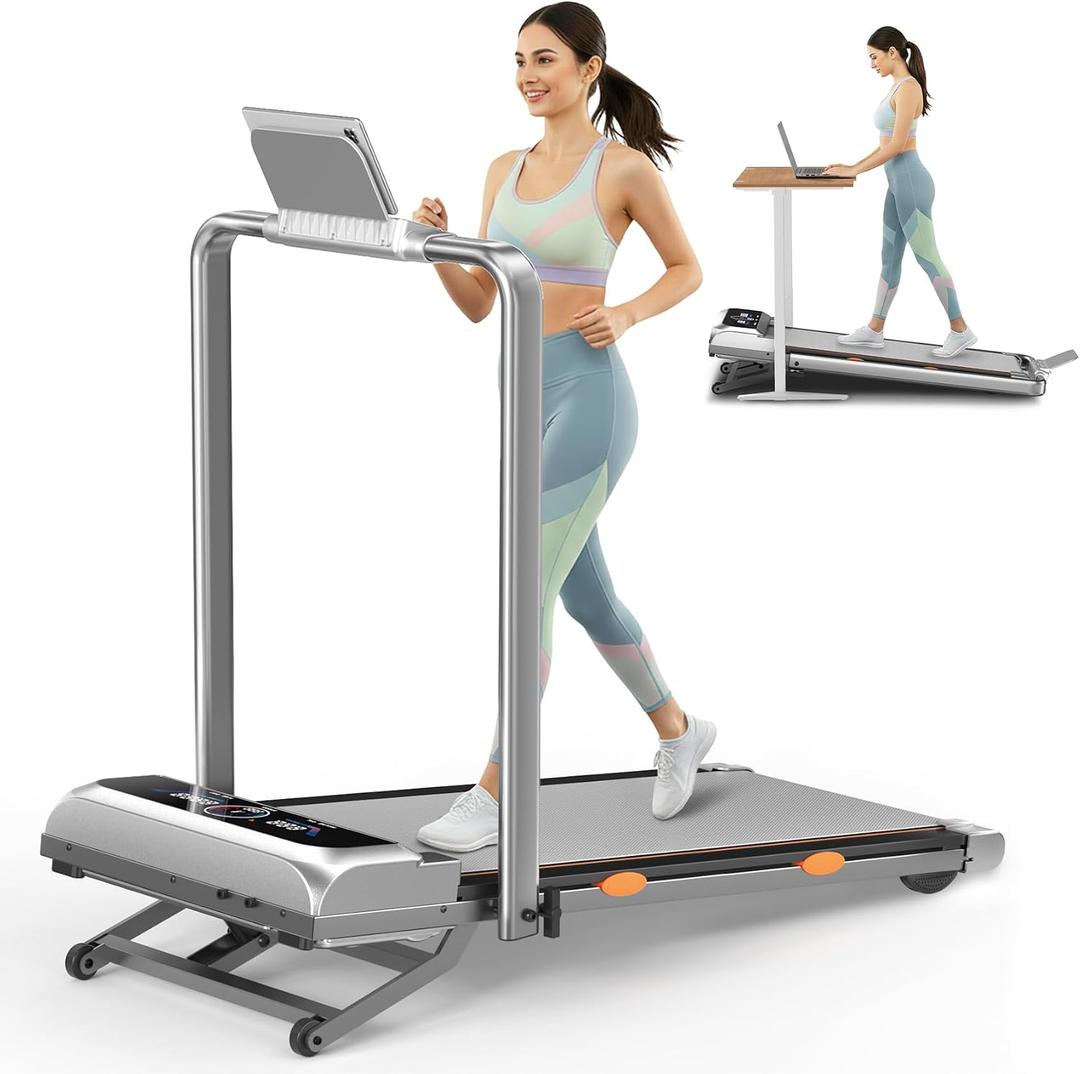 Walking Pad with 15% 12-Level Auto Incline & Handle Bar, 450 lbs Capacity UI Screen, Rayspace 3.5HP Quiet Under Desk Treadmill, Speaker, APP & Remote Control, Treadmills for Home Hiking