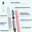 7AM2M Ultrasonic Electric Toothbrush for Adults and Kids, 40000 VPM High-Powered with 4 Brush Heads & 5 Modes, One Charge for 90 Days, 2 Minutes Built-in Smart Timer, Rechargeable Toothbrushes, Pink