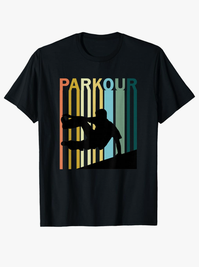 Vintage Style Parkour Silhouette T-Shirt Size S
