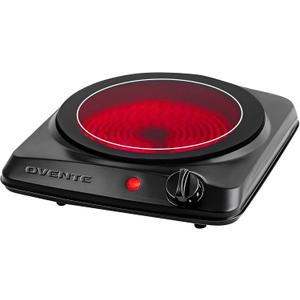 OVENTE Countertop Infrared Single Burner, 1000W Electric Hot Plate with 7 Ceramic Glass Cooktop, 5 Level Temperature Setting & Easy to Clean Base, Compact Stove for Home Dorm Office, Black BGI101B