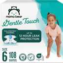Amazon Brand - Mama Bear Gentle Touch Baby Diapers, Size 6, 108 Count (4 Packs of 27), Hypoallergenic, Wetness Indicator