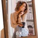8x10 Wood Frames Set Brown, Natural Wooden 10x8in Picture Frames, Modern Golden 8 x 10inch Gallery Photo Pic Frame with HD Plexiglass, Horizontal Vertical Wall Mounting Tabletop Display 1Pcs