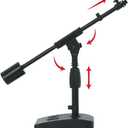 Gator Frameworks Short Weighted Base Microphone Stand with Telescopic Boom Arm and 2.5 Lbs Counter Weight, Ideal for Desktop, Recording, and Streaming (GFW-MIC-0822)