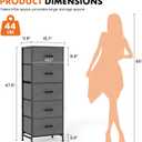 Sweetcrispy 5 Drawer Dresser with Fabric Bins Steel Frame Wood top Storage Chest for Bedroom Closet Hallway Gray Compact Organizer Durable Home Storage Solution