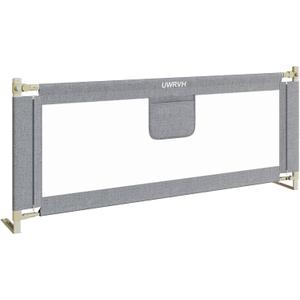 Bed Rails for ToddlersToddler Bed RailsBed Rail for Baby - Adjustable Height Bed Guard with Child Safety Lock, Universal Fit for King/Full/Twin Beds (Grey, 1 Side 59Inch)