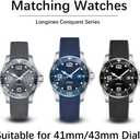 21mm Rubber Watch Band for Longines Master Conquest HydroConquest Strap Replacement L3 Accessories for Men and Women41mm/43mm Dials