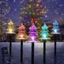 ILLUMINEW Christmas Solar Pathway Lights, Set of 5 Waterproof Landscape Christmas Lights, Stake Christmas Decorations, LED Lights for Yard Lawn Patio Walkway Decor (5PCS-Multi Colors-Tree)