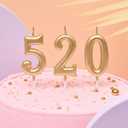 PHD CAKE 7-Pieces Champagne Gold Number Birthday Candles, Cake Numeral Candles Number 0-9 Glitter Cake Topper Decoration for Birthday,Wedding Anniversary,Party Celebration