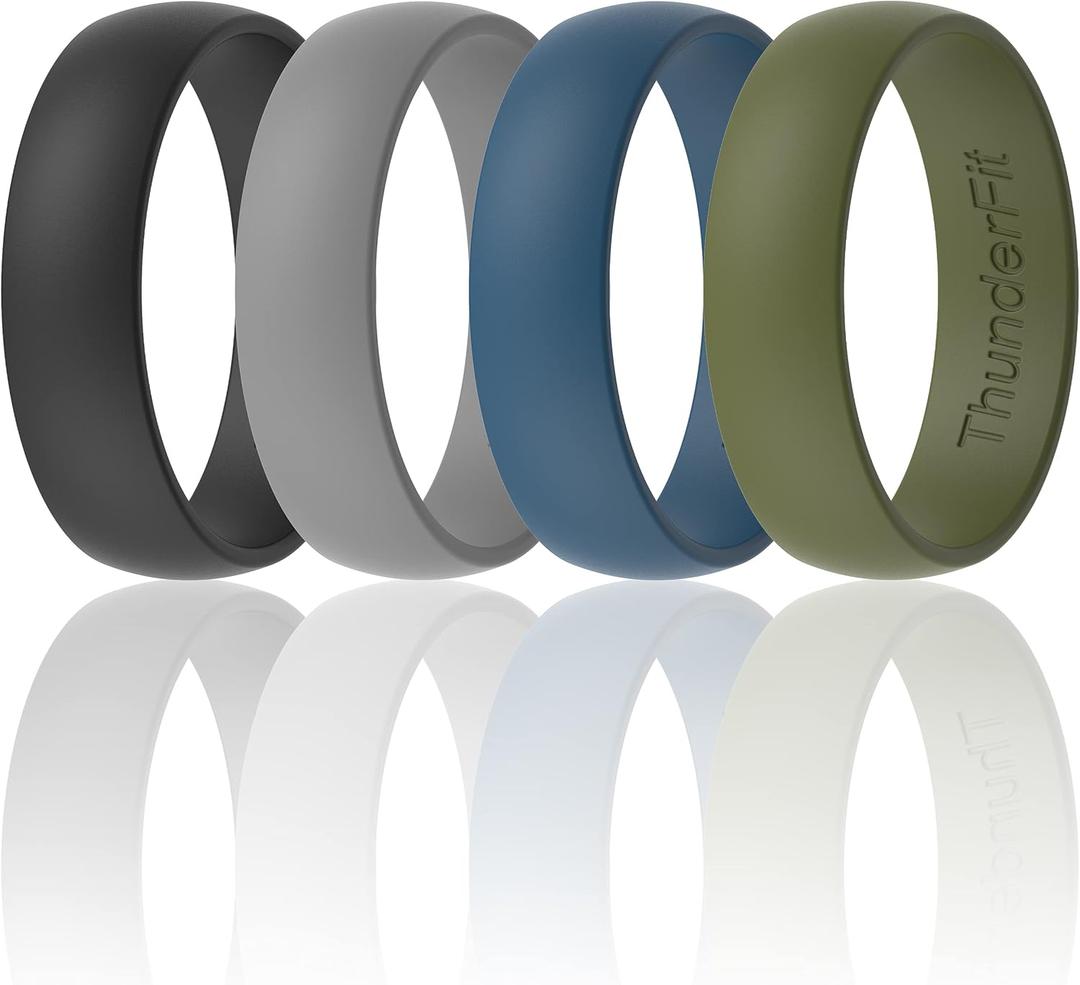ThunderFit Unisex Silicone Wedding Rings, Rubber Engagement Bands, Variety Multipack 1,4,7