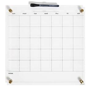 U Brands Clear Acrylic Dry Erase White Board for Wall, Calendar, Gold
