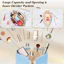 Initial Travel Makeup Bag for Women, Personalized Gift Large Double Layer Make Up Gift Cute Cosmetic Bag, Makeup Pouch Wide-open Roomy Makeup Travel Bags Birthday Thanksgiving Gifts for Her Blue -B