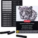PANDAFLY Compressed Graphite Charcoal Sticks, 24 Pieces Black & White Vine Charcoal Sticks for Drawing, Sketching, Shading, Charcoal Drawing Set for Beginners & Pro Artists
