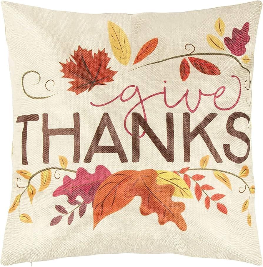Pillow Covers 18x18 Set of 2 Thanksgiving Themed for Sofa Couch Bed