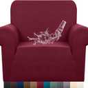 Granbest Premium Waterproof Sofa Cover High Stretch Couch Slipcover Super Soft Fabric Couch Cover (Wine Red, Chair) (Small)