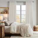 100% Blackout Ivory Off White polyester Velvet Curtains 96 inch Long for Living Room, Set of 2 Panels Liner Rod Pocket Back Tab Thermal Window Drapes Room Darkening Heavy Decorative Curtain for Bedroom