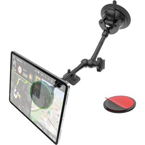 Magnetic Car Tablet Holder for Dashboard & Windshield, [Flexible Long Metal Arm] Suction Cup Mount for Truck, SUV, Van, Fits 4-11'' Devices iPad Pro Air/Mini, iPhone 16/15/14 Pro Max, Galaxy S23/S22