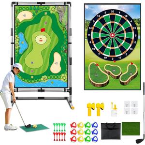 Golf Chipping Game with Stand - Golf Target Battle Game with Double-Sided Hitting Mat, 12 Sticky Balls, Outdoor Golf Yard Games for Chipping Practice for Dads Golfers