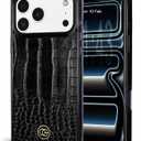 COCOMII Rectangle Case for iPhone 17 Pro Max, Compatible with MagSafe, Black Crocodile Leather