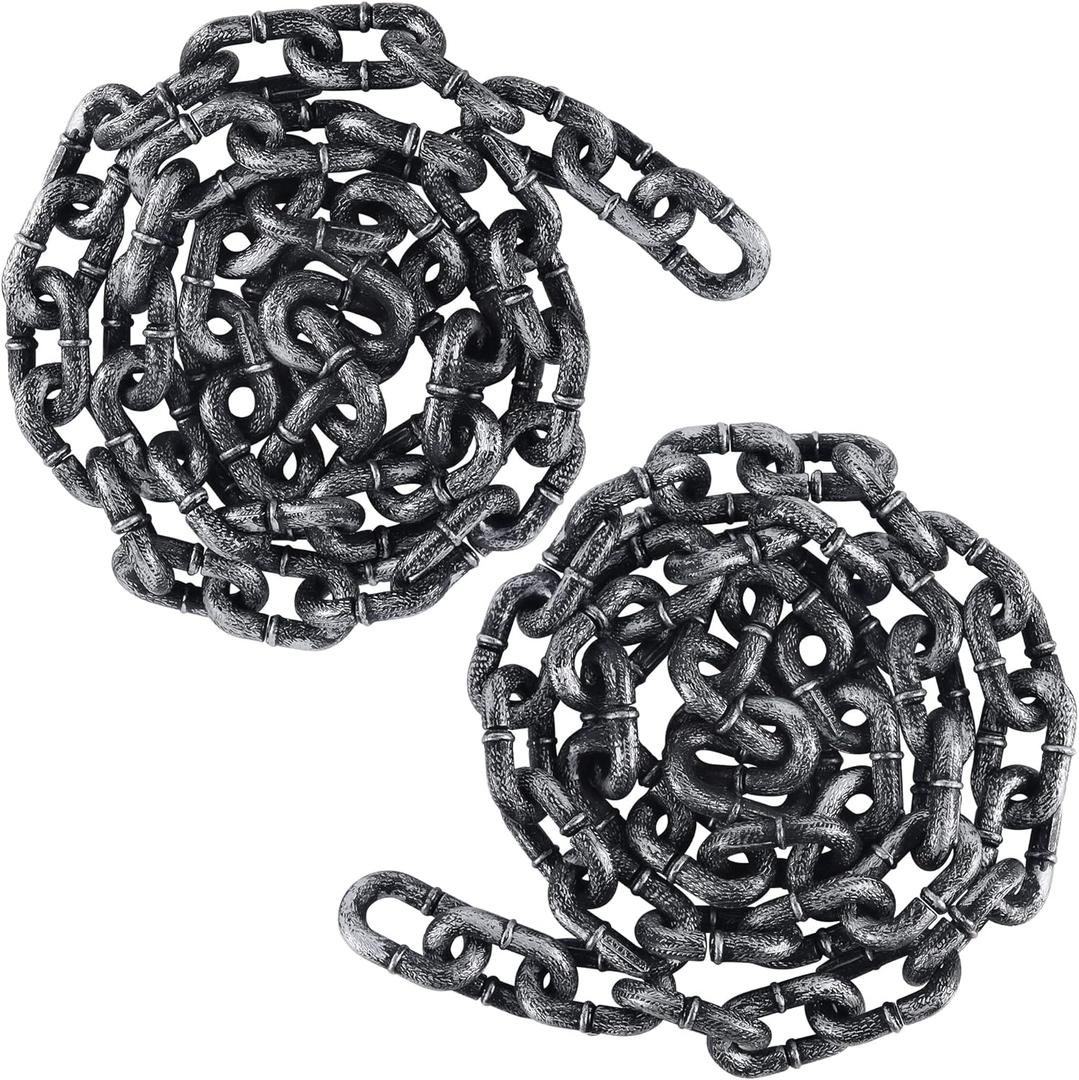 Zcaukya 2 Pcs Halloween Plastic Chain, 6 FT Halloween Props Fake Chains, Plastic Chain Links Creepy Costumes Accessories Haunted House Decor Zcaukya 2 Pcs Halloween Plastic Chain, 6 FT Halloween Props Fake Chains, Plastic Chain Links Creepy Costumes Accessories Haunted House Decor