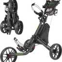Golf Push Cart 3 Wheel : Golf Bag Cart Foldable with Phone Holder/Cup/Umbrella Holder Compact Golf Pull Carts Quick Fold Golf Caddy Push Carts with Large Wheelbase for Different Terrain (black)