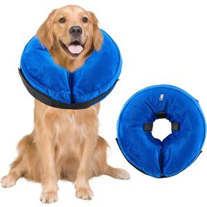 Dog Cone Collar, Inflatable Dog Cone Soft Protective Pet Recovery Collar After Surgery for Dogs and CatsBlue M (9-14")