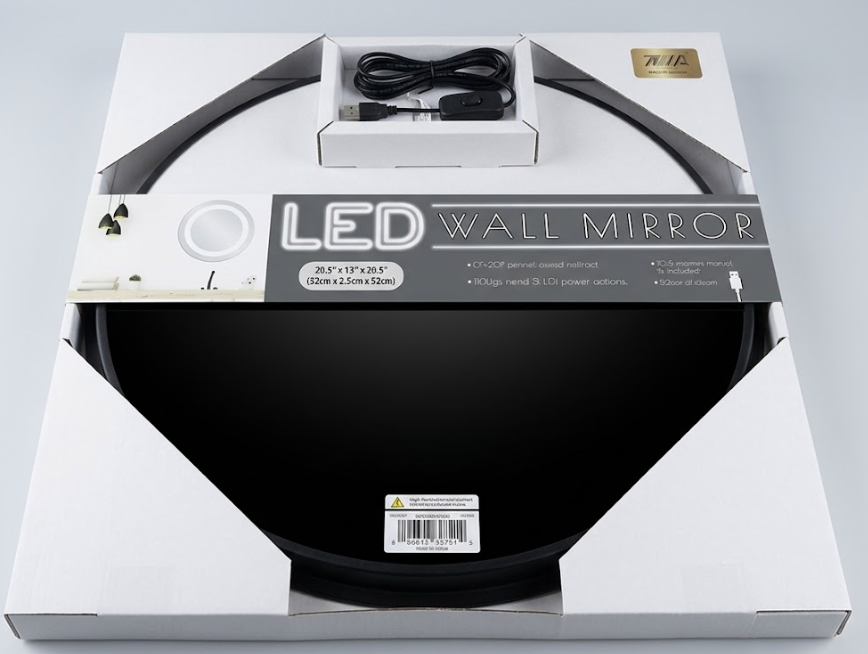 LED Wall Mirror 20.5"x1.3"x20.5"