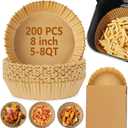 200Pcs Air Fryer Disposable Paper Liner, 8 Inch Round Non-Stick Air Fryer Liners Parchment Paper for 5-8 QT Air Fryer Baking Roasting Microwave