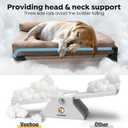 Veehoo Elevated Raised Dog Bed-Cooling Outdoor Dog Cot Bed for Large Sized Dogs Three-Sided Fence Raised Pet Cot with Mesh & No-Slip Feet Dog Hammock Bed with Removable Bolster-41 x 27" Beige Coffee