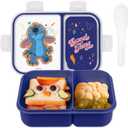 Disney Bento Box Leak-Proof Kids Lunch Box with Divided Compartments & Detachable Spork - Mickey & Minnie, Stitch, & Winnie the Pooh BPA Free Bento Box (Medium)