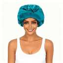 6 x Blue Satin Bonnet for Sleeping Women Adjustable Silk Hair Bonnet for Natural & Curly Hair Soft Satin Lined Bonnet Double Layer with Elastic Band Silk Sleep Cap