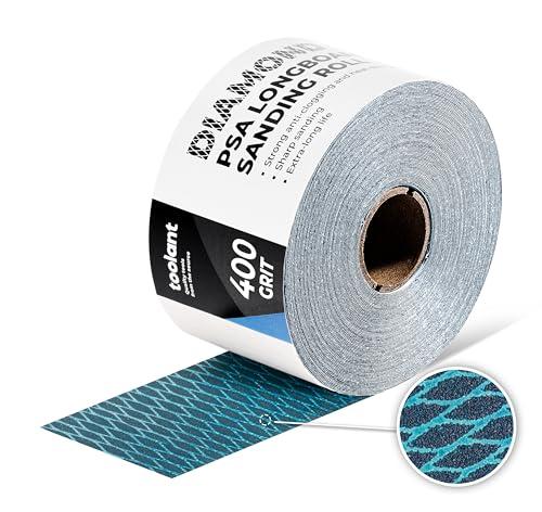 toolant Diamond Shape 400 Grit Sandpaper Roll, 2-3/4" Wide 10 Yard Longboard Self Adhesive PSA Stickyback Sand Paper for Woodworking, Metal, Plastic, Automotive, Sanding Blocks, Pack of 2